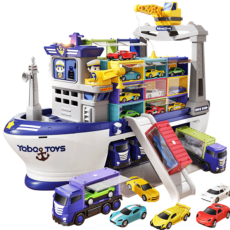 AoZhiJia Children's Toy, Boys' 3-6 Years Old, Extra Large Ship Container, Alloy Toy Car Crane Model, Birthday Gift