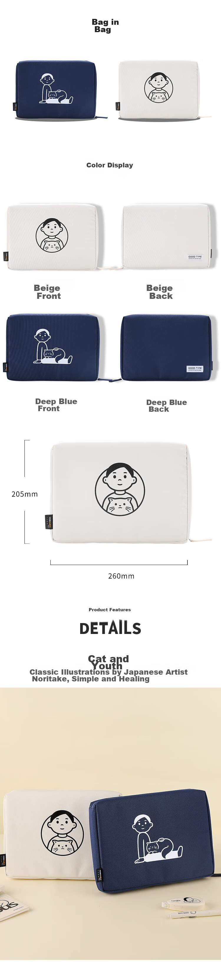 KOKUYO Noritake Collaboration Inner Bag, IPad Storage Case, Suitable for 11-Inch Apple Tablet, Tutoring Bag, White, 1 Piece, WSG-BB2X01W 2