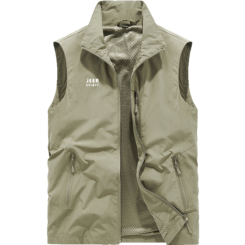 JEEP SPIRIT Men's High-End Casual Vest for Spring And Autumn, Military Style, Size L