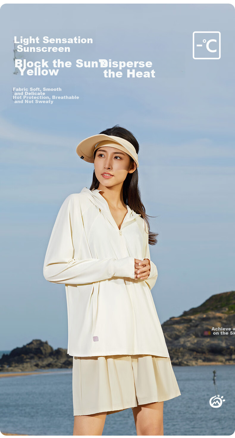 TECTOP Outdoor Sun Protection Jacket for Women, UV-Resistant Summer Breathable Hiking Coat 2422102FS Women's Model Fuyue White M 4