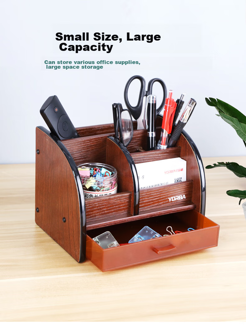 UBTECH Wooden Pen Holder Desktop Storage Box Office Desk Organizer Rack Desktop Drawer Storage 6021A 4