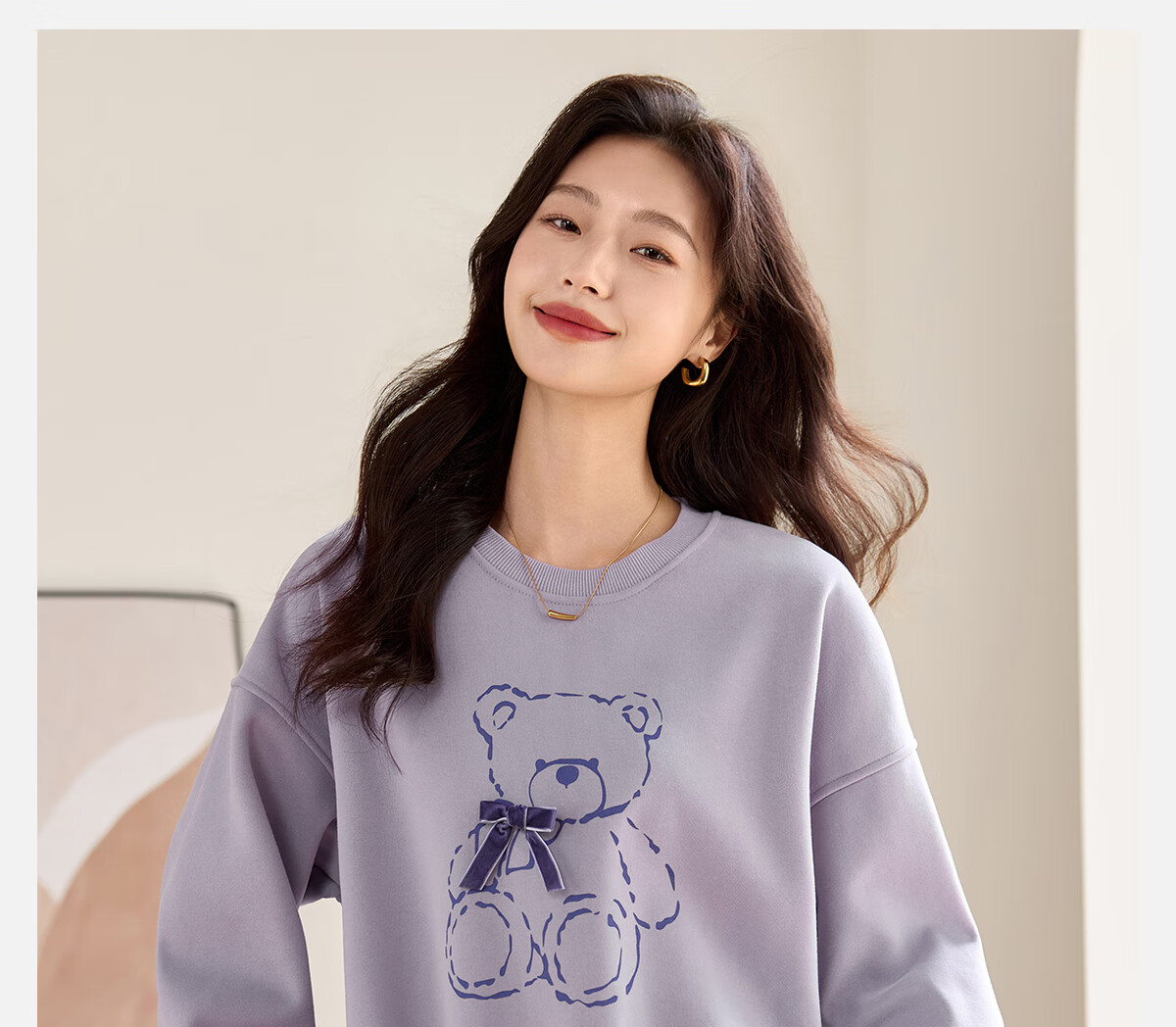 PinCai Relaxed Fit Sweatshirt for Women, Solid Color Round Neck Simple Loose Sweatshirt, Fashionable Casual Versatile Top P143W1031 1