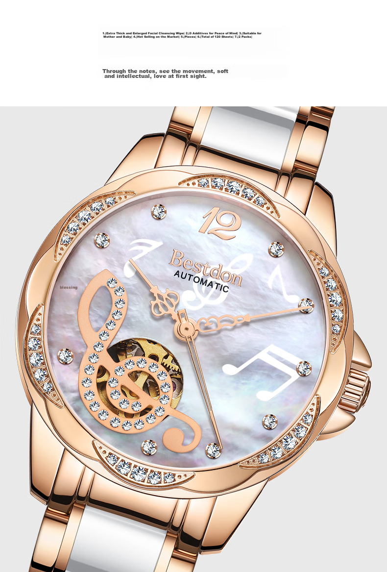 Bestdon Ladies' Watch Brand, Top Ten Famous Watches, Fully Automatic Mechanical Wristwatch, Light Luxury Gift Box, Gift for Women, Gift for Girlfriend 8
