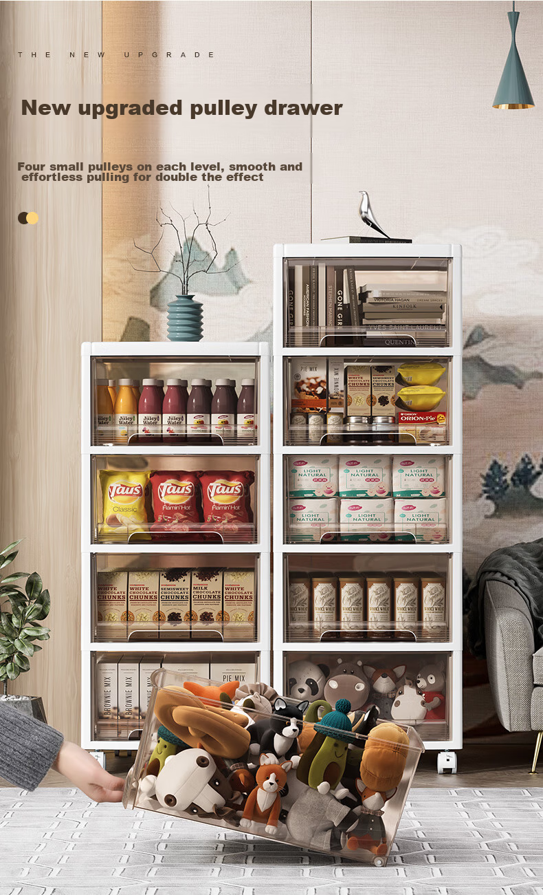 JEKO&JEKO Drawer Storage Cabinet, Children's Wardrobe, Snack And Toy Storage Cabinet, Organizer Cabinet, Five-Drawer Chest, Bedside Table, Coffee Color, Three Layers 5