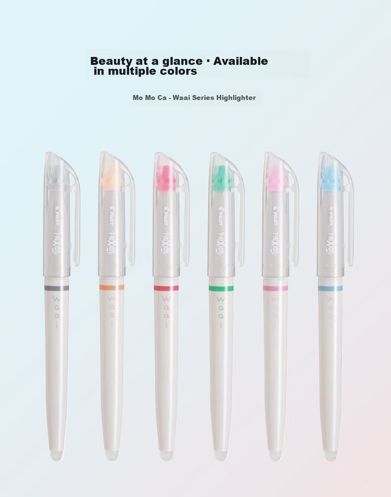 PILOT Waai Series Highlighter, Non-Bleeding Marker Pen, Fluorescent Pen for Students, Stationery SFL-SLFW Natural Color Red 9