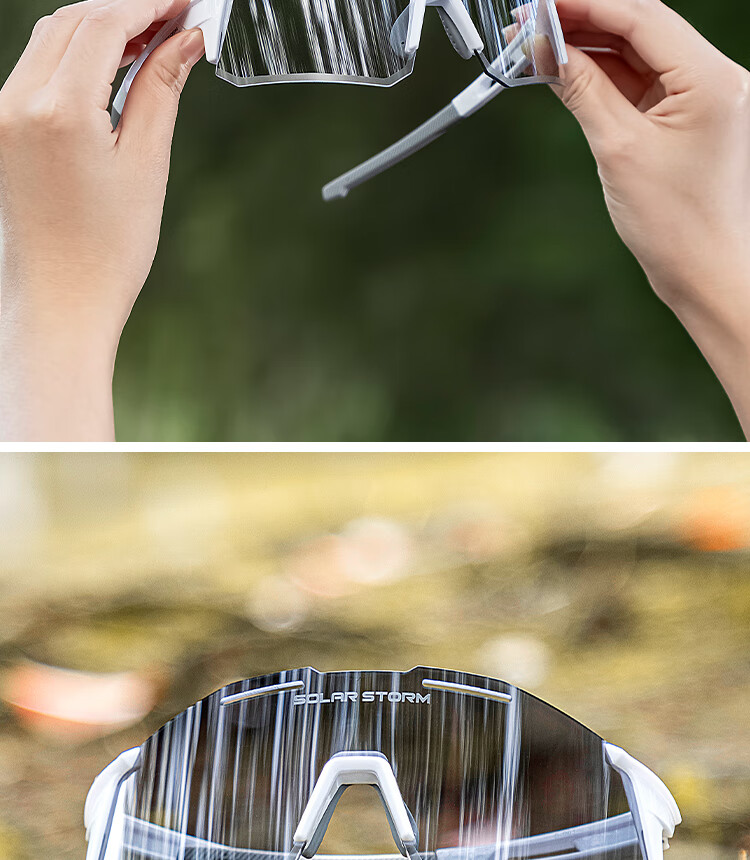 SolarStorm Cycling Glasses Photochromic Sunglasses, Outdoor Unisex Running Windproof Glasses, Day And Night Dual-Use Protective Eyewear, Dustproof Glasses, White 17