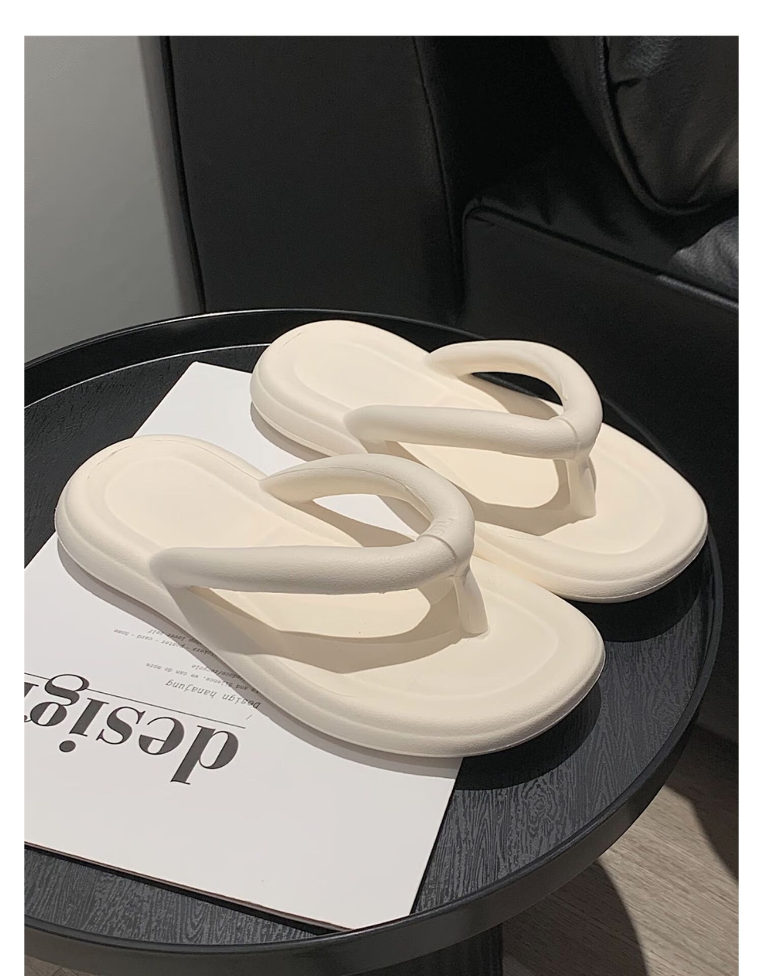 IQGD Women's Flip-Flops, Casual Home Wear, Soft And Comfortable, Beach Non-Slip Slippers, E3001 White, Size 36-37 15