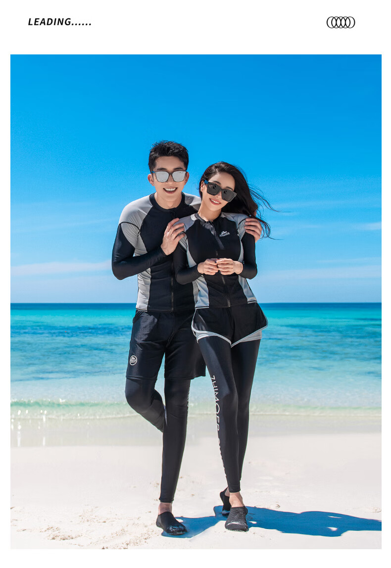 Yifu Quick-Dry Sun Protection Wetsuit for Men, Two-Piece Long Sleeve And Pants Set, Snorkeling Suit, Couple's Swimwear, Women's Surfing Suit 5