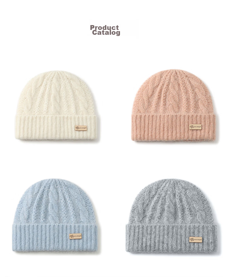 JIUMU Wool Warm Knit Hat, Autumn And Winter Sheepskin Knitted Hat, Cold Hat, Winter Hat, Outdoor Ear Protection Cold Cap for Wome 24