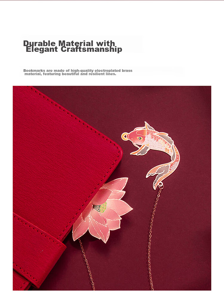 TIANSE Playful Lotus Pond Brass Bookmark Gift Box, Teacher's Gift, Classical Chinese Style Souvenir, Annual Meeting Gift for Women, Birthday Gift, 2 Pieces TS-5884 7