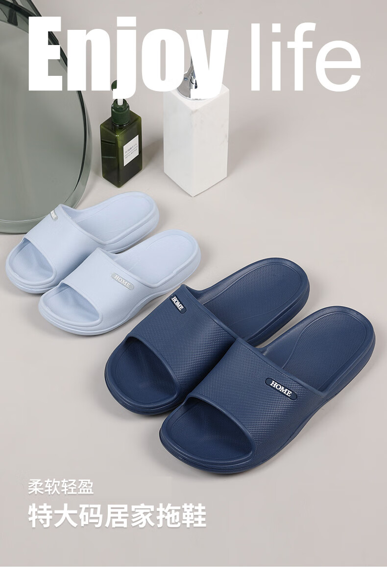 GUOLUOFEI Extra-Large Size Slippers for Men And Women, Summer Home Bathroom EVA Shower Non-Slip Plus Size Navy Blue 40-41 1