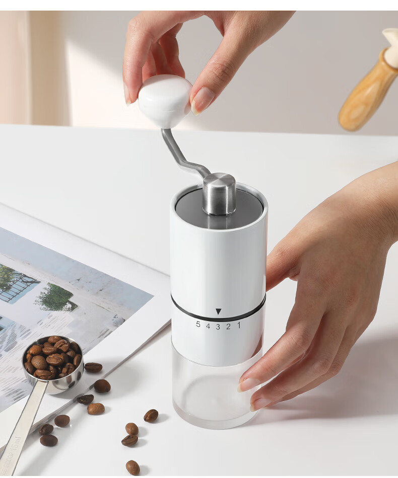 Mongdio Manual Coffee Maker Set with Grinder, Coffee Filter Paper, Dripper, Pour Over Kettle, Sharing Pot, Measuring Spoon, Wooden Tray - 7 Pieces 6