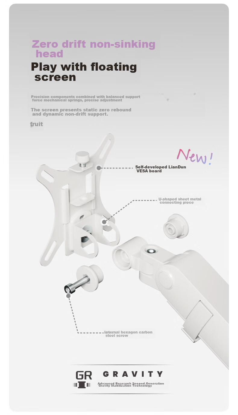 Brateck Beihu Monitor Stand, Mechanical Arm, Computer Stand Desktop Clamp Base, Heavy-Duty Screen Riser E500 White 17-40 Inch, Suspended Arm 10