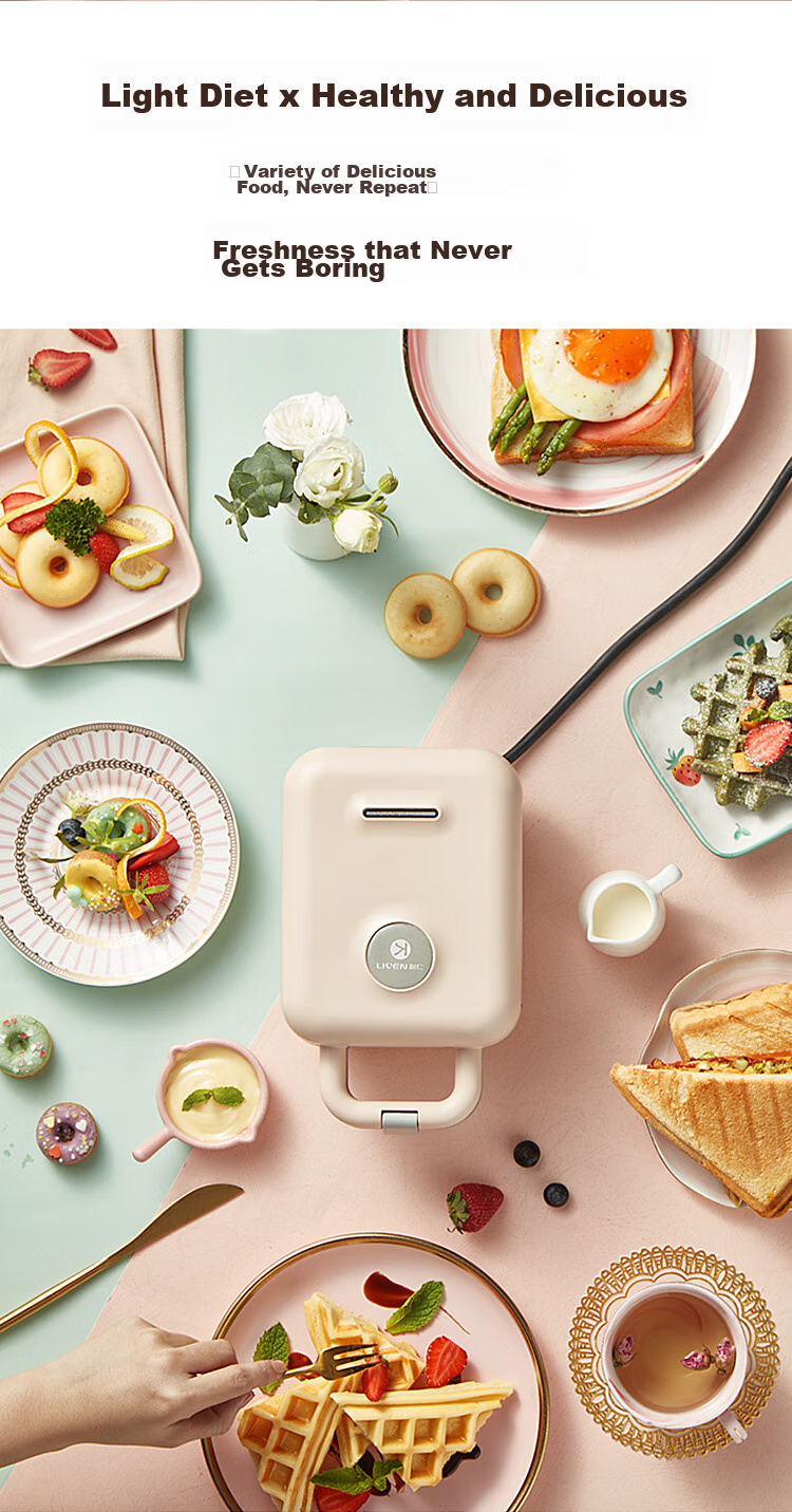 Liven Sandwich Maker, Breakfast Waffle Maker, Multifunctional Electric Griddle, Home Use, Automatic Edge Sealing, Removable Upper And Lower Plates, Three Sets of Plates, C-2 (Upgraded Version) 6