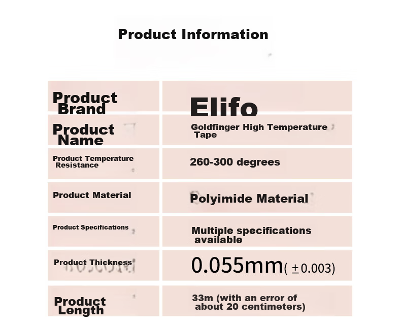 Elifo Insulation High-Temperature Resistant Tape, Golden Finger Polyimide Tape, Heat Insulation up to 300 Degrees, Golden Yellow Battery Tape, Heat-Resistant Tea-Colored Semi-Transparent Adhesive Paper, 1 Roll 10mm*33m 4