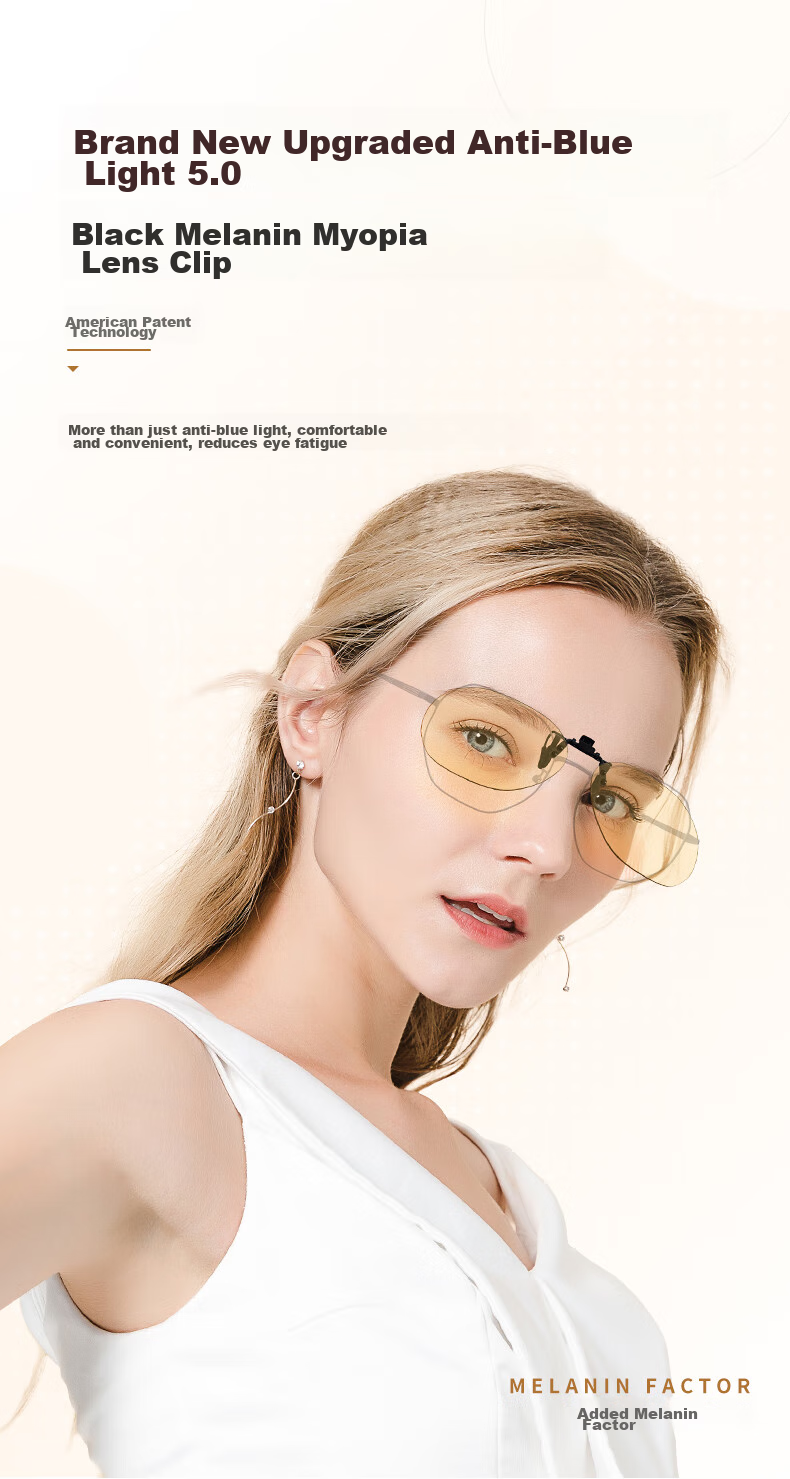 Quark Official [US Patent Black Lenses] Myopia Clip-On Glasses with Blue Light Blocking And UV Protection Sm9502 1