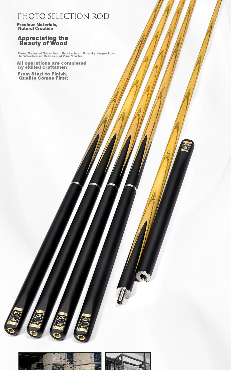 Aomi New Classic Pool Cue, Black 8 Snooker Cue Set, Black Eight Small Tip, 16 Color Ball Cue, Snooker Billiard Cue 8