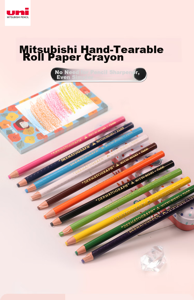 Uni Mitsubishi Oil-Based Marking Chalk, Eco-Friendly Tear-Off Roll Paper 7600 Industrial Marker (Writable Film/glass/leather/metal Etc.), Yellow Single Pack Graduation Tool 1