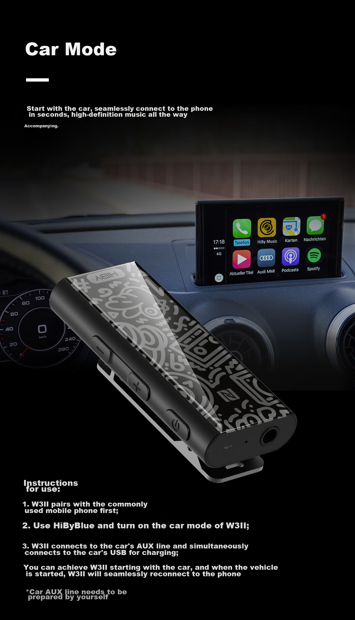 HiBy W3 Second Generation, Haibei Bluetooth Decoding Headphone Amplifier Receiver, Small Tail DAC, Computer Sound Card, Home And Car Use, NFC Pairing, Noise Reduction for Calls, Bluetooth 5.1, Cheese Yellow 12