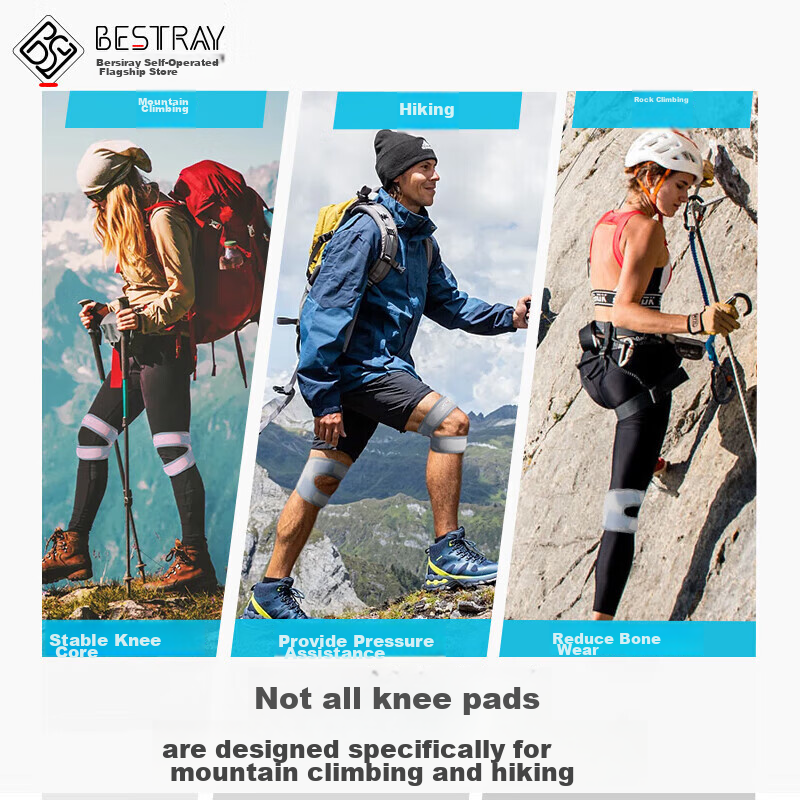 Bestray Climbing Knee Pads for Hiking, Outdoor Sports Shock-Absorbing Patellar Protection for Men And Women, Professional Equipment for Outdoor Activities And Protectio