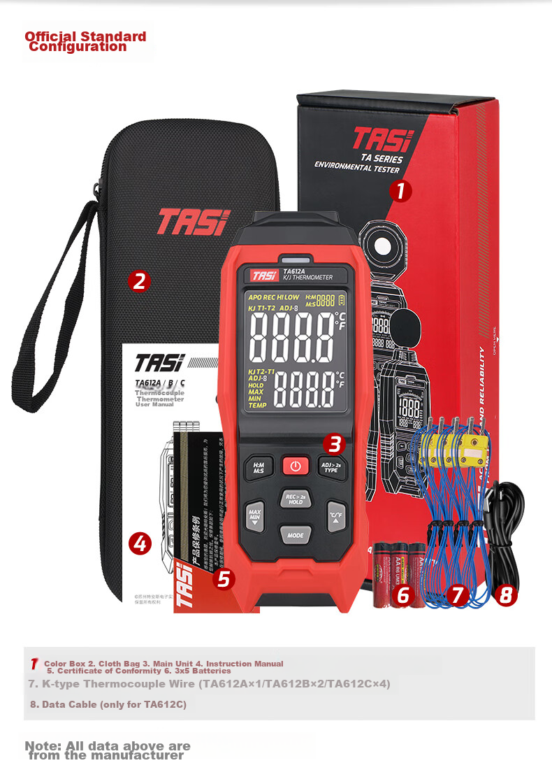 Teans Thermocouple Temperature Meter Multi-Channel Temperature Tester Recorder Contact Thermometer TA612C 14