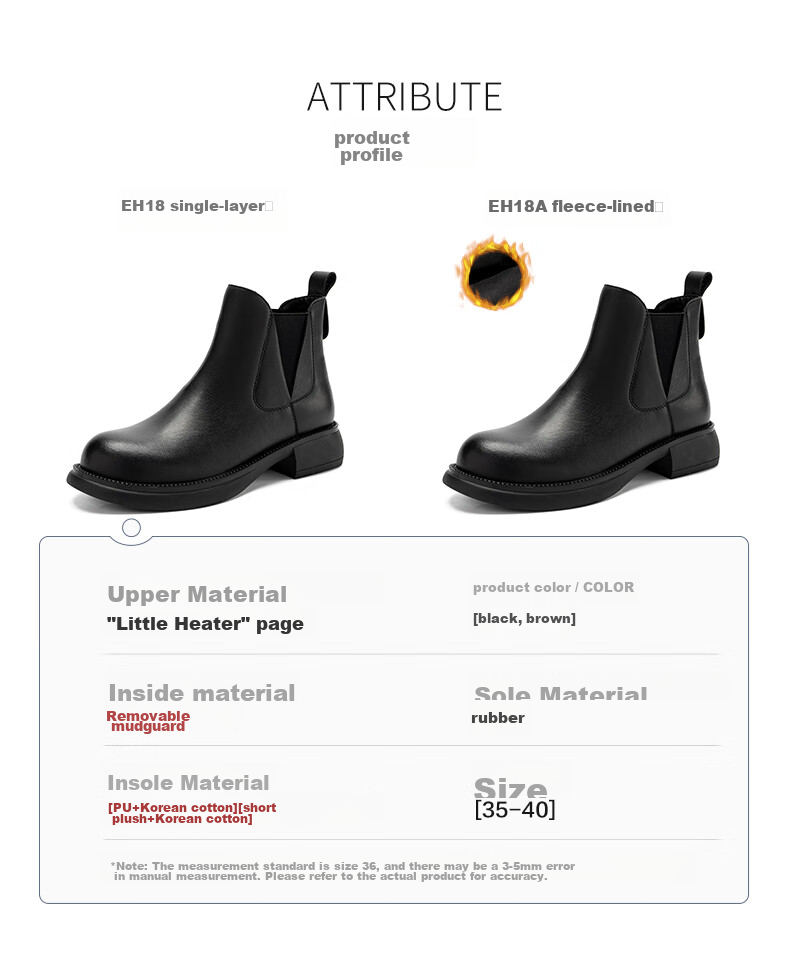ZHR Women's Short Boots, Autumn And Winter Retro Genuine Leather Commuter Boots for Women, Comfortable Slip-On Chelsea Boots, EH18, Black, Size 37 5