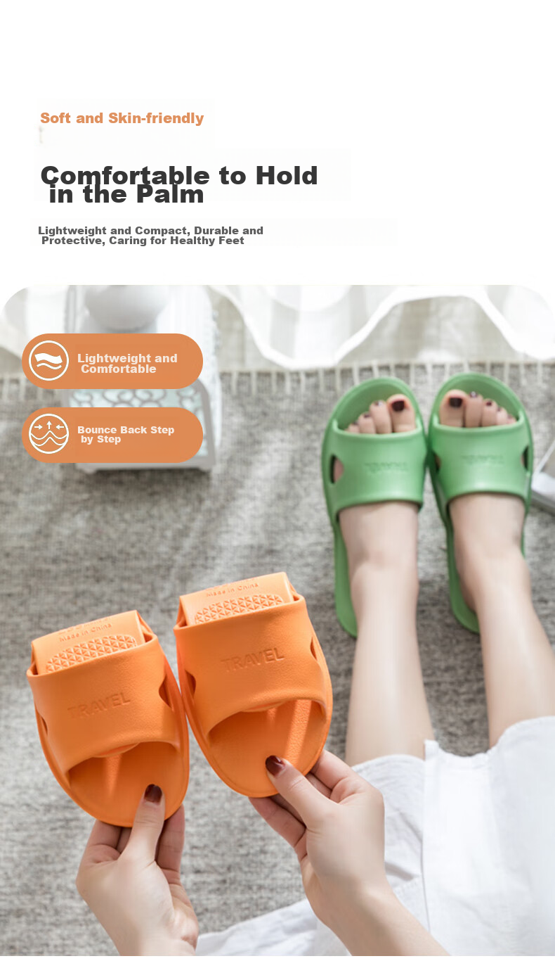 GUOLUOFEI Foldable Portable Slippers for Men, Beach Shoes, Travel Sandals for Women, Hotel Slippers, Light Gray, Size 42-43 3