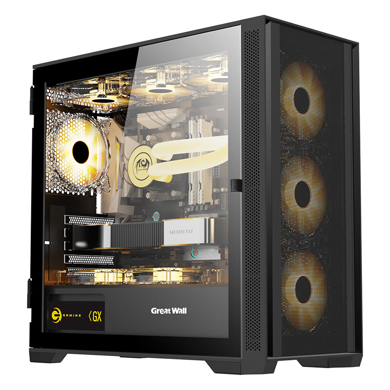 Great Wall Ice Frost X3 Black Computer Case (MATX, 360mm Water Cooling Support, Magnetic Flip Door, Fine Mesh Metal Panel, U3, 9 Fan Positions, Five-Slot PCI, Compatible with 5080)