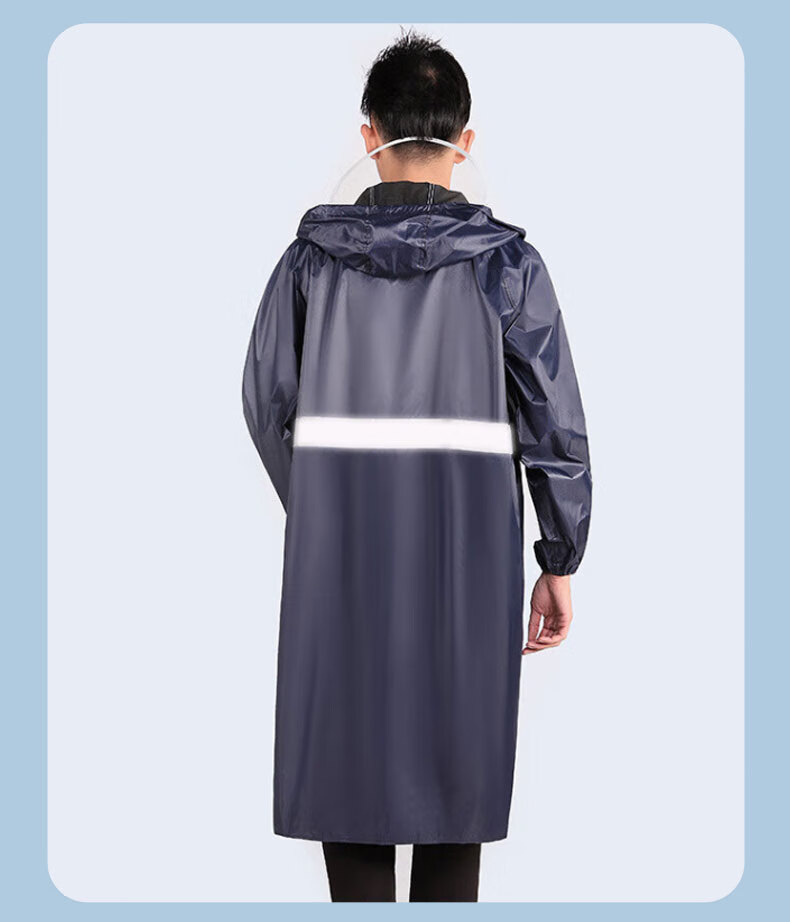 Leyoubaiyi Long Trench Coat One-Piece Raincoat, Army Green, Adult Men And Women Reflective Waterproof Flood Prevention Rain Poncho Constructio 13