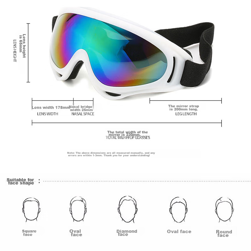 Baixiaoshe Ski Goggles X400-White Frame Ski Protective Eyewear Glasses for Mountain Climbing, Sunglasses for Children And Adults, Cycling, Sand, And Snow Play