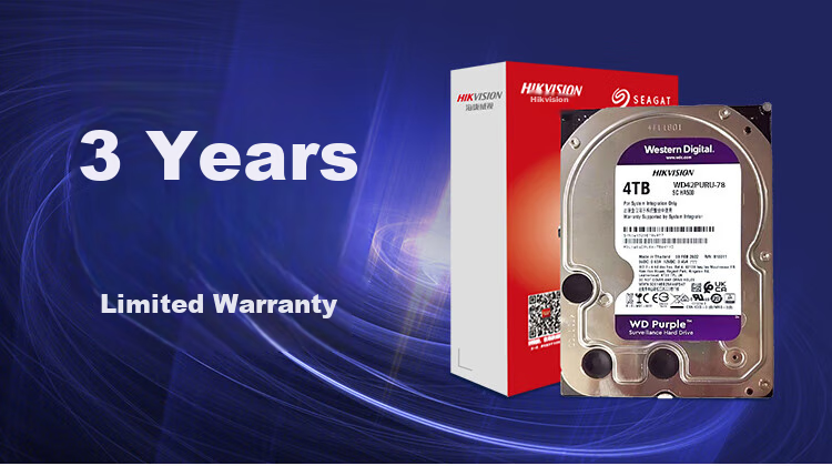 HIKVISION Surveillance Hard Drive, 4TB Western Digital Purple Mechanical Hard Drive, Security Video Recorder Dedicated, 5400 RPM to 64MB SATA 6Gb/second 8