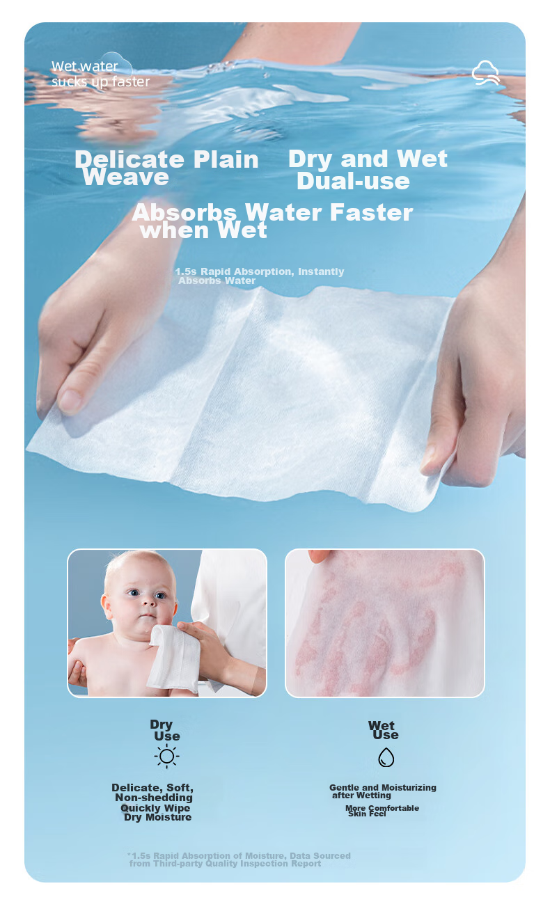 Deyou Baby Cotton Soft Wipes, Pure Cotton Dry And Wet Use Facial Tissues, Baby Gentle Paper Towels, Disposable Face Wipes, 80 Sheets Per Pack, 10 Packs 9