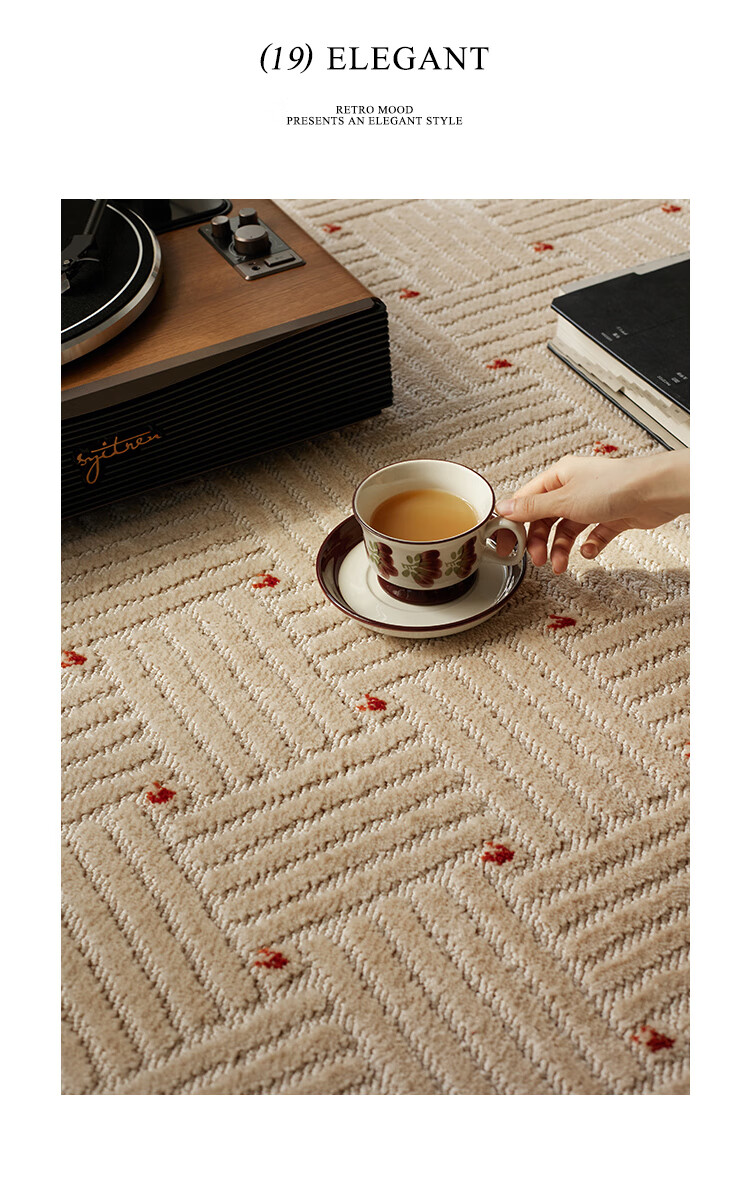 Keecy French Vintage Rug, Living Room Retro Luxury New Style Bedroom Cream-Colored High-End Home Bedroom Carpet 12