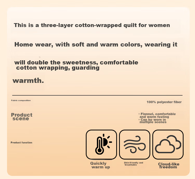 MiiOW Coral Fleece Three-Layer Padded Women's Pajamas, Ultra-Thick Fleece-Lined Warm Loungewear, Suitable for Outdoor Wear, Cherry Blossom Pink 1