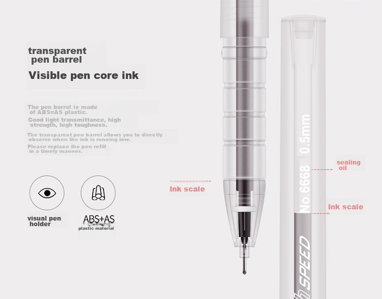 Deli Black Gel Pen, 0.5mm Full Needle Tip, Office Supplies, 40 Pens/Tube, 33107, Gaokao Exam 8
