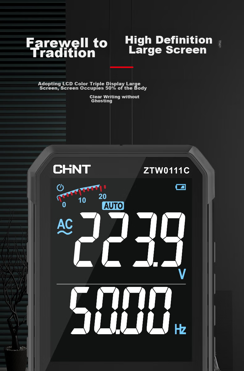 CHNT Ultra-Thin Multimeter, Digital High-Precision Fully Automatic Portable Electrician's Universal Meter, Large Screen Color Display 9