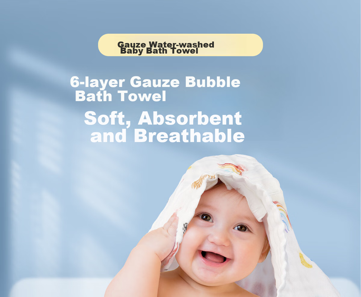 Mianzhirun Baby Bubble Bath Towel, 6-Layer Cotton Gauze Ultra-Soft Bath Towel, Little Chicken Planet Style [Single Pack], 105*105cm 1