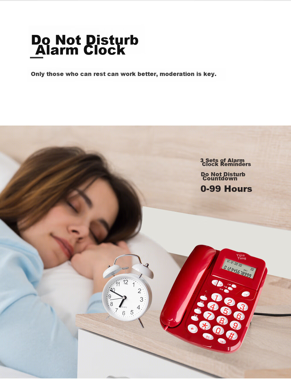 Yijiatong Landline Telephone, Fixed-Line Phone for Office And Home Use, Caller ID, Battery-Free, Flip Screen, T17B, Pearl White 13