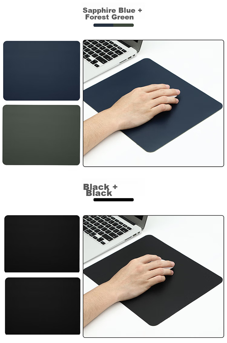 BUBM Mouse Pad Small Size, Home Office Gaming Mouse Pad, Non-Slip Leather Pad, Laptop Desktop Computer Mouse Pad Portable, BGZD-XS, Dark Green + Gray 8