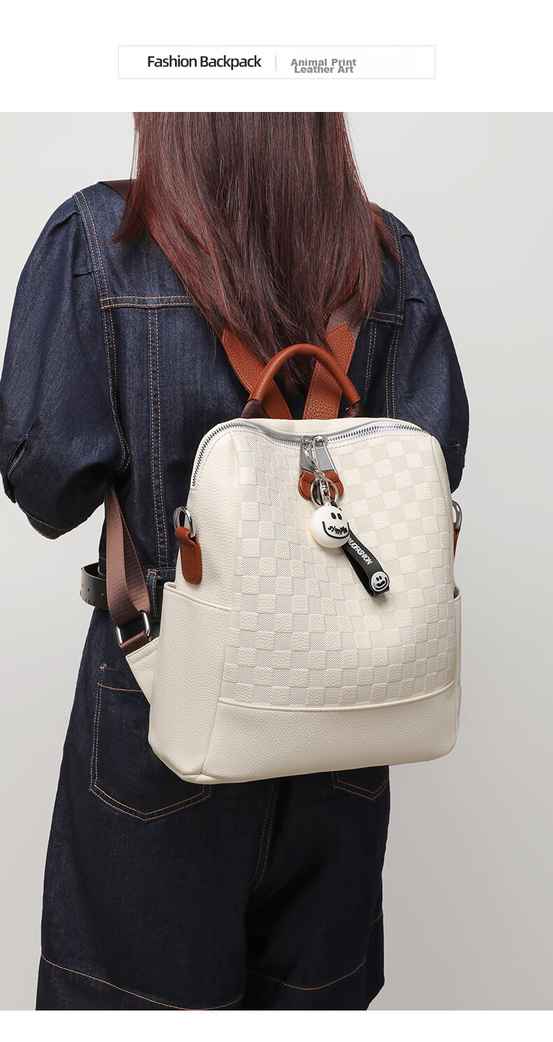 Aiqinghai Top-Grain Leather Backpack for Women, Luxury Brand School Bag, Crossbody Bag, Stylish Casual Versatile Birthday Gift 1