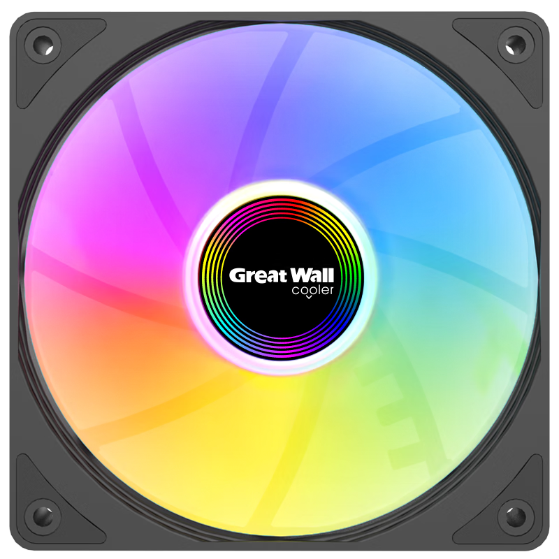 Great Wall Archimedes X120 ARGB Version, Black, 12CM Fan (ARGB Lighting Sync/8 Shock-Absorbing Pads/Reinforced Ribbons/60CM Long Cable/Small 3PIN Daisy Chain)