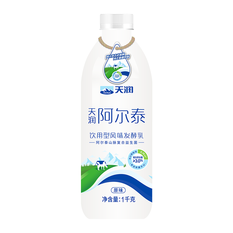 天润新疆特产 阿尔泰饮用型风味发酵乳低温酸奶 家庭装 1kg 酸奶