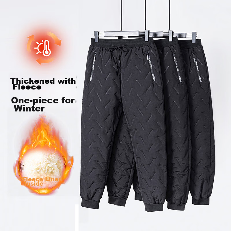 Hengyuanxiang Middle-Aged Women's Winter Fleece-Lined Thick Casual Pants, High-Waist Straight-Leg Lambswool Trousers for Middle-Aged And Elderly Wome 5