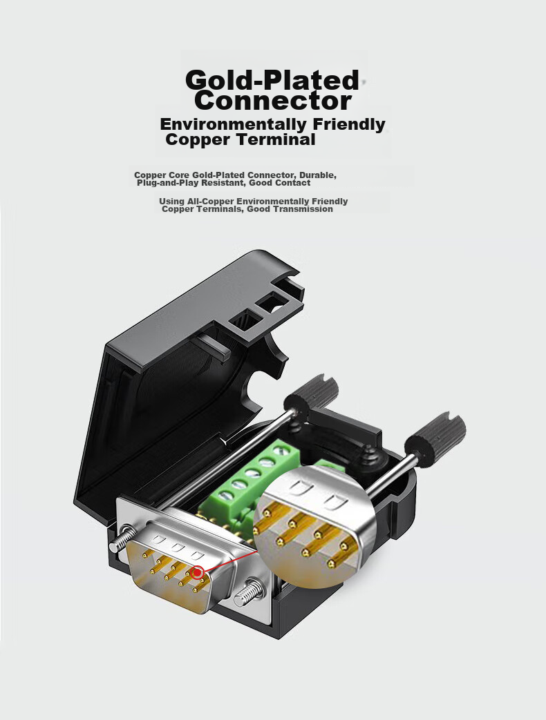 KSRGB DB9 Solderless Connector RS232/485/422 Serial Port Head Solderless 9-Pin Terminal COM Port Adapter (Screw Terminal, Male Connector, 1 Piece) KS-D 5