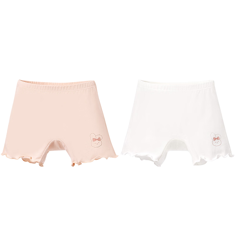 Niduoxiong Girls' Safety Shorts, Anti-Exposure Underwear, Baby Boyshorts, Children's Boxer Briefs, Pink + White, M
