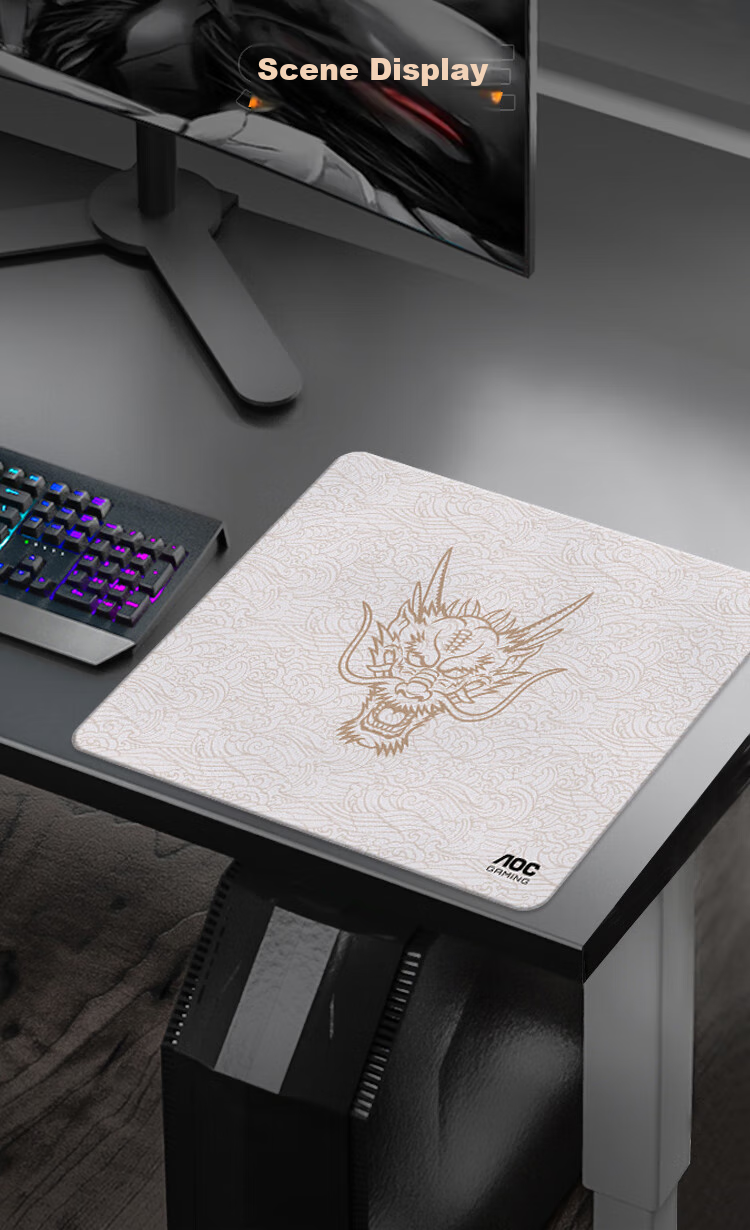AOC Photovoltaic Glass Film Professional Gaming Mouse Pad, Medium And Small Sizes, 360*300*3mm, Computer Office Keyboard Desk Pad, G50/93 Gray And White 7
