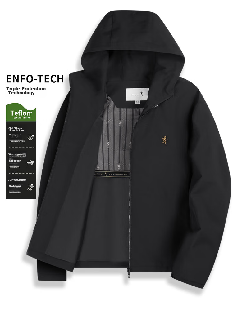 DANCING WOLVES [Triple Protection Fabric] Men's Jacket, Spring 2026 Outdoor Commute Versatile Lightweight Simple Hooded Windproof Coat for Me 3