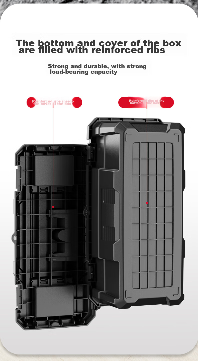 DELIXI Black Diamond Thickened Toolbox Storage Box, Large Industrial-Grade Hardware, Household Portable Car-Mounted Multifunctional Repair Tool 9