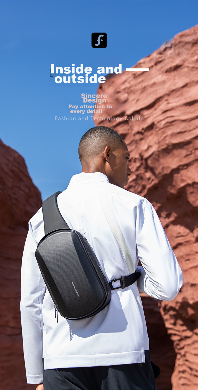 MARK RYDEN Hard Shell Compression Sling Shoulder Bag, Casual Men's Chest Pack, Outdoor Cycling Sports Small Backpack, MR3991 Elite Gray 3