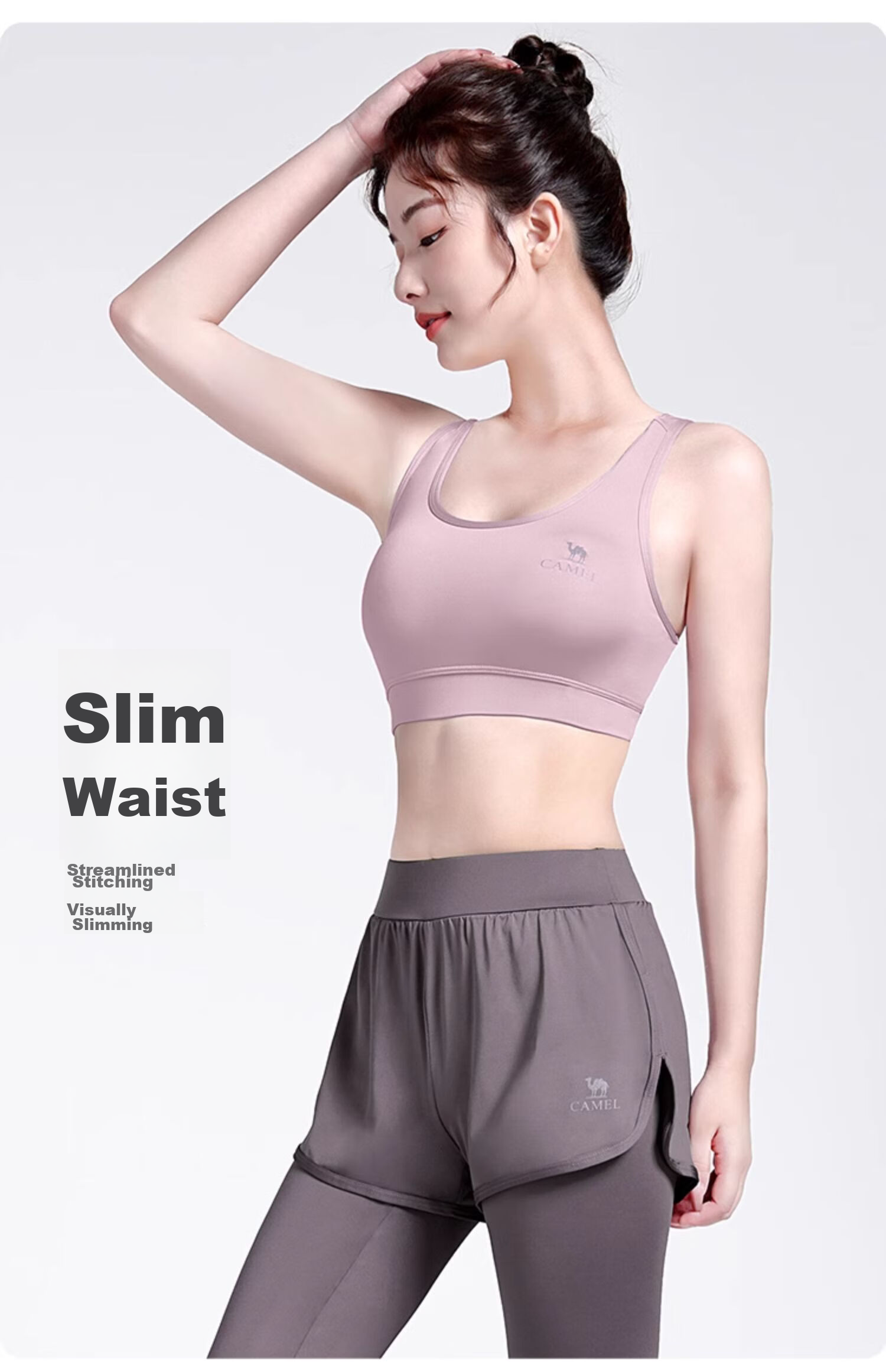 CAMEL Yoga Outfit Set for Women, Morning Run Outdoor Sportswear, Slim-Fit Breathable Fitness Wear, Five-Piece Set YK22255493 7